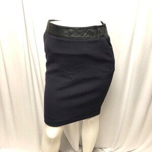 Worthington Skirt Size 4 Blue Black Faux Leather Waistband Lined Pencil Office